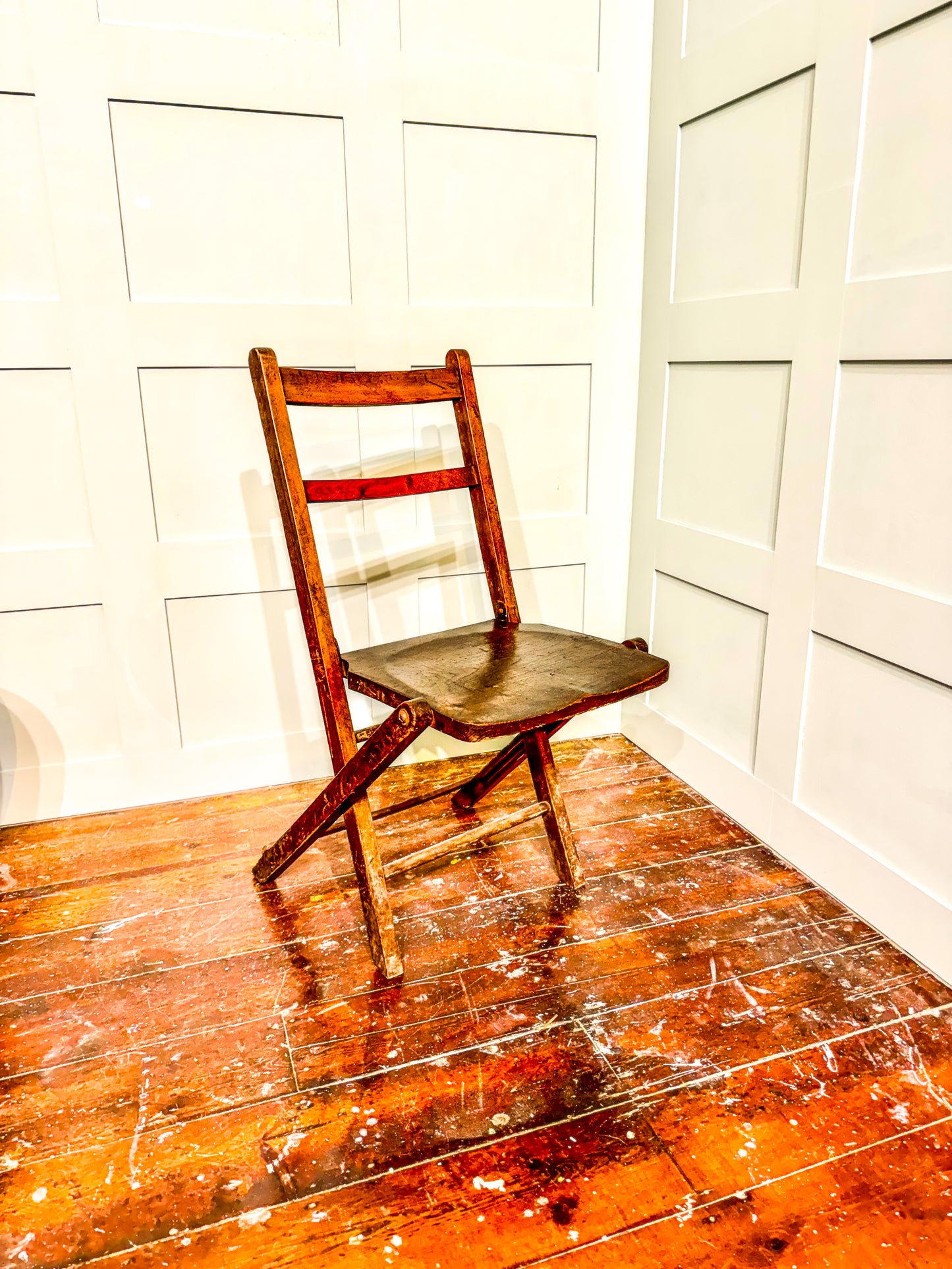Decommissioned Wooden Folding Church Chair