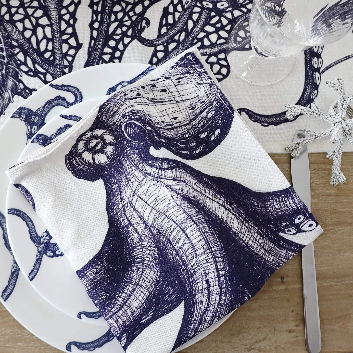 Set of Sea Creature Linen Napkins