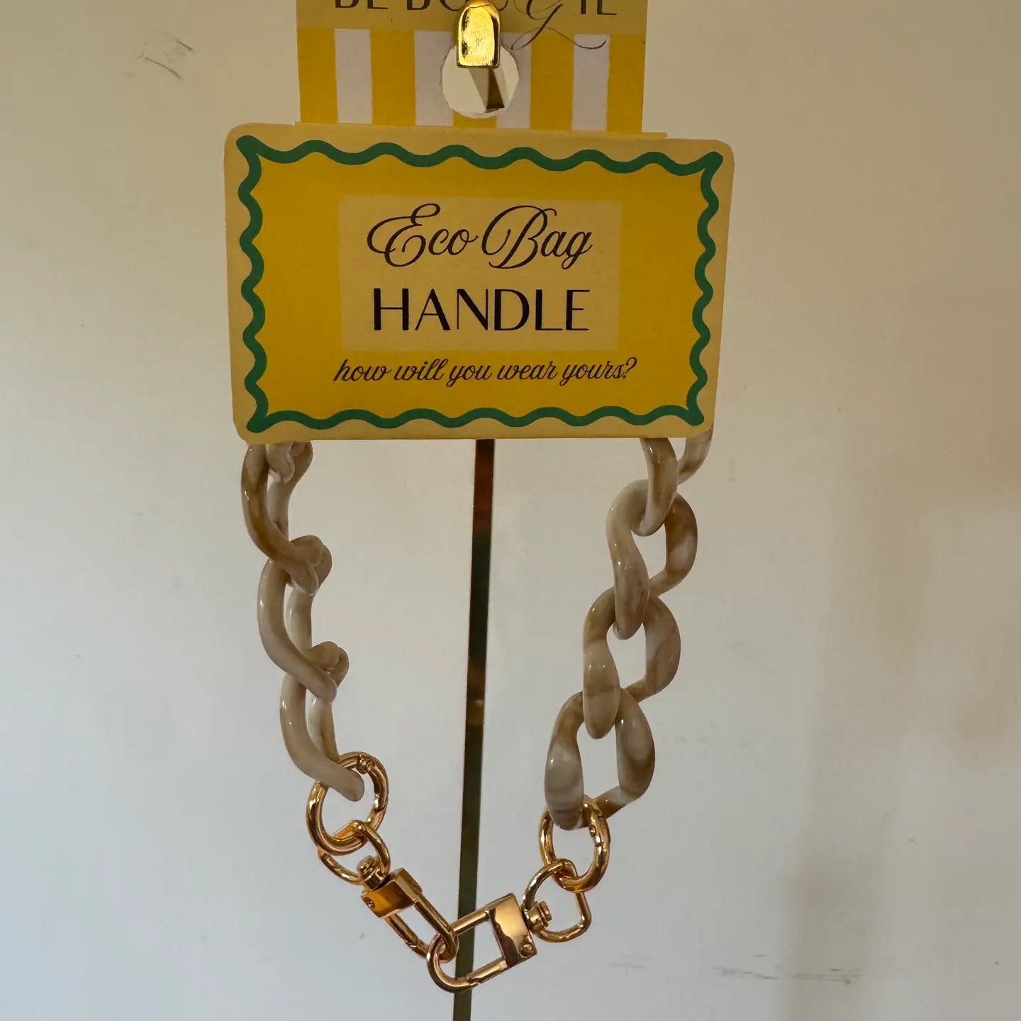 Eco Bag Interchangeable Handle Beige 14.5"