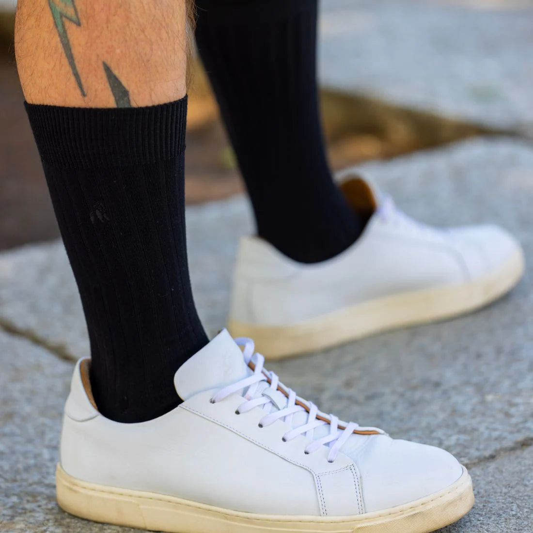 Black Solid Colour Swole Panda Bamboo Socks 7-11 UK