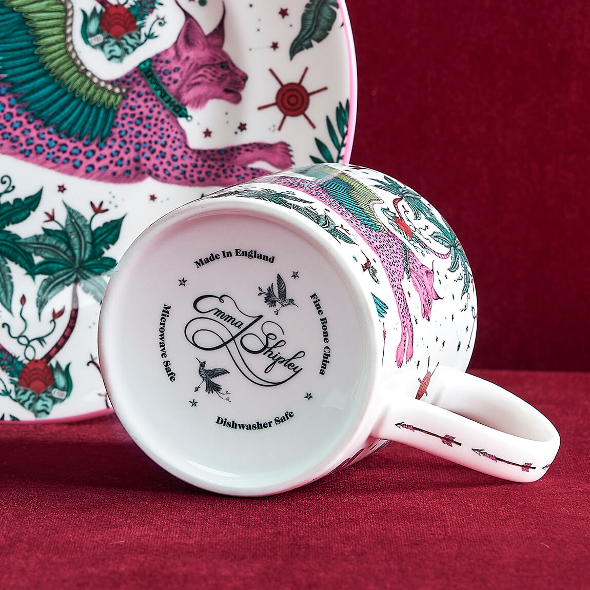 Emma Shipley Fine Bone China Lynx Coffee Mug with Peacock Tail Design 4