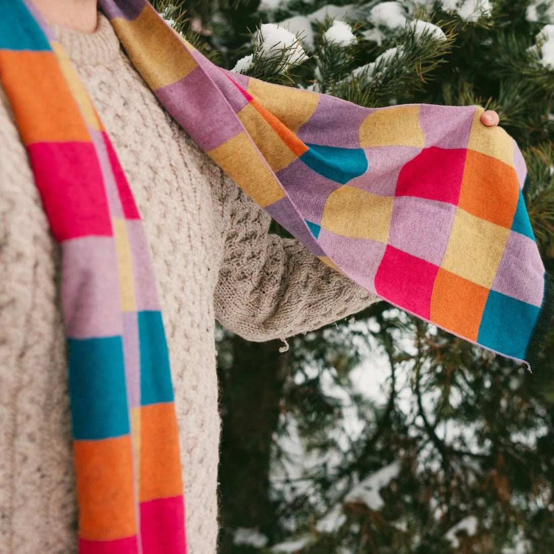 Bright Multi Coloured Check Bamboo Scarf (Copy)