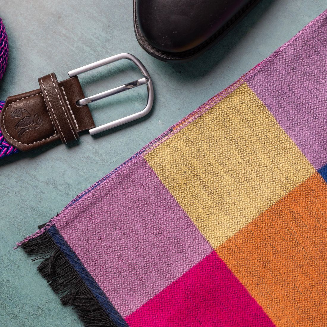 Bright Multi Coloured Check Bamboo Scarf (Copy)