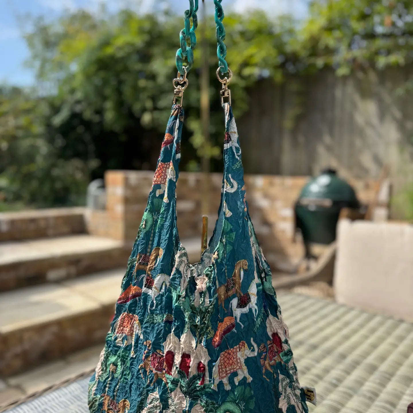Eco Bag Interchangeable Handle Teal 14.5 Inches