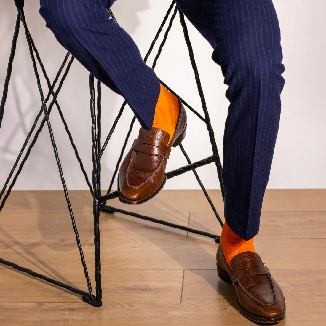 Tangerine Orange Solid Colour Swole Panda Bamboo Socks 7-11 UK
