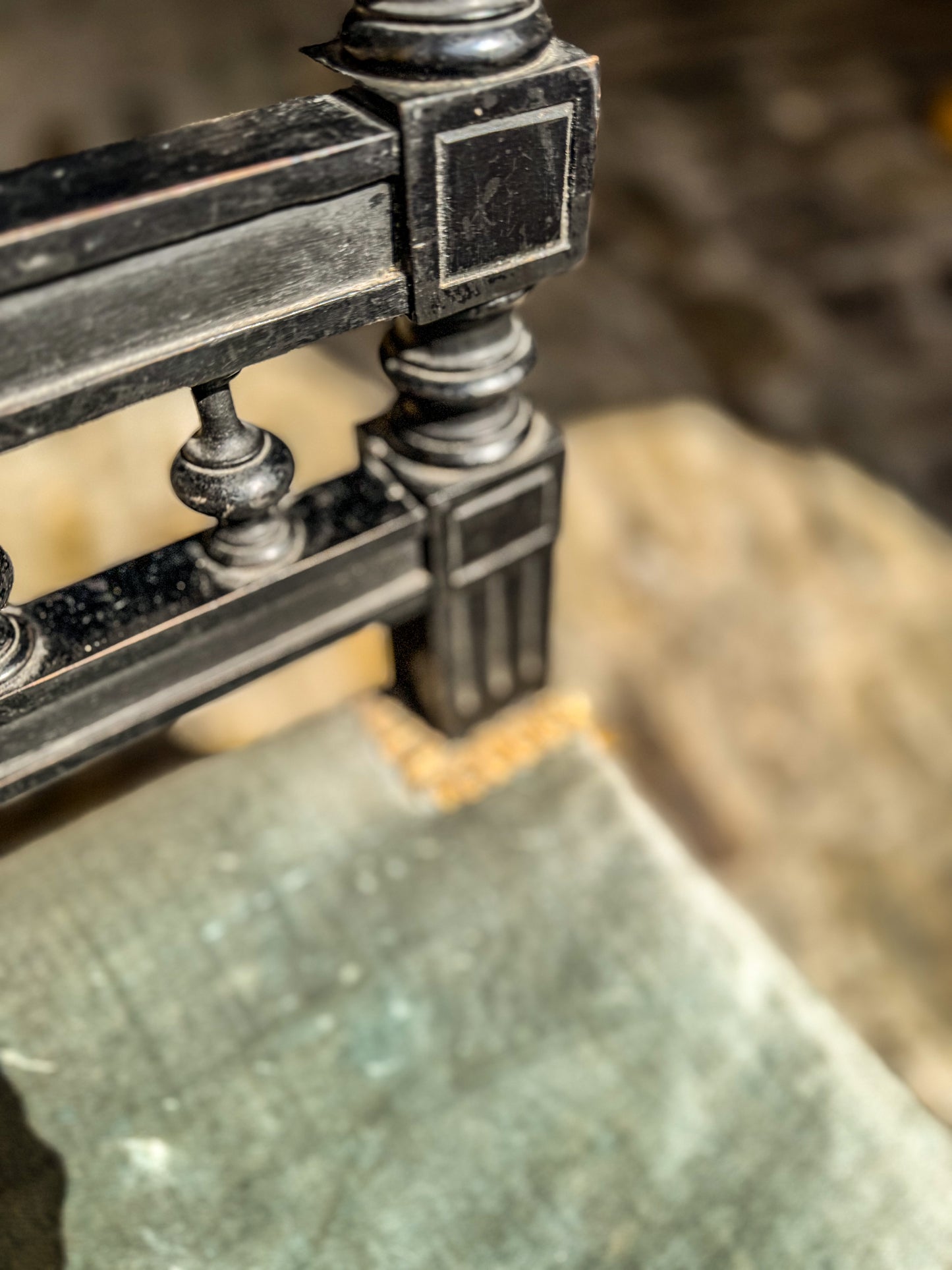 Antique 19th Century Prie Dieu Prayer Chair - Green Velvet and Ebonised Wood