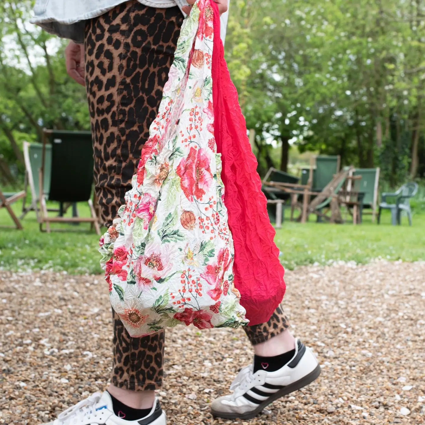 Berries and Anemones - Sustainable Foldable Shopping Bag in use