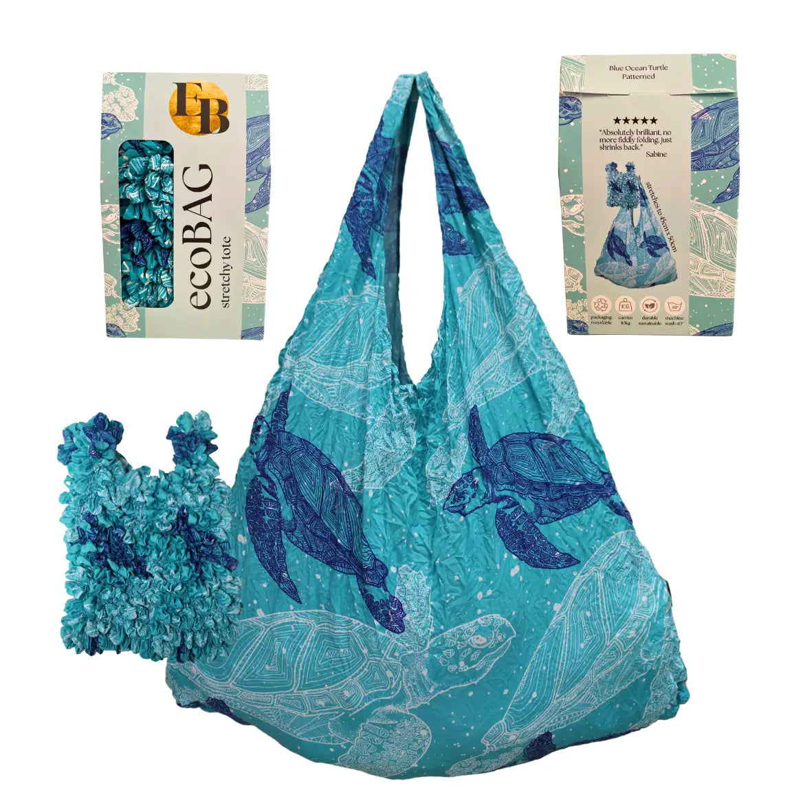 Blue Ocean Turtle - Sustainable Foldable Shopping Bag 2