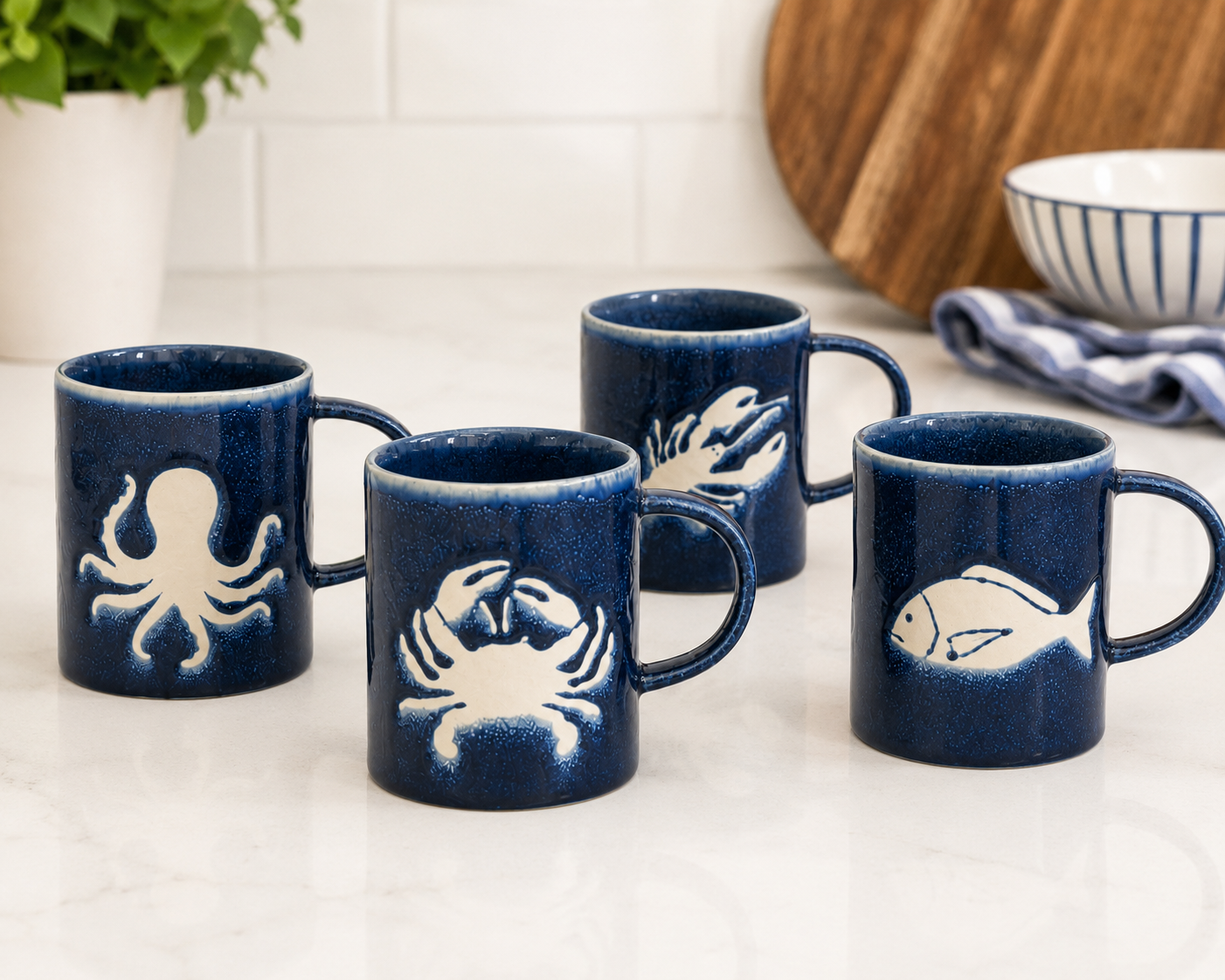 Blue Stoneware mugs