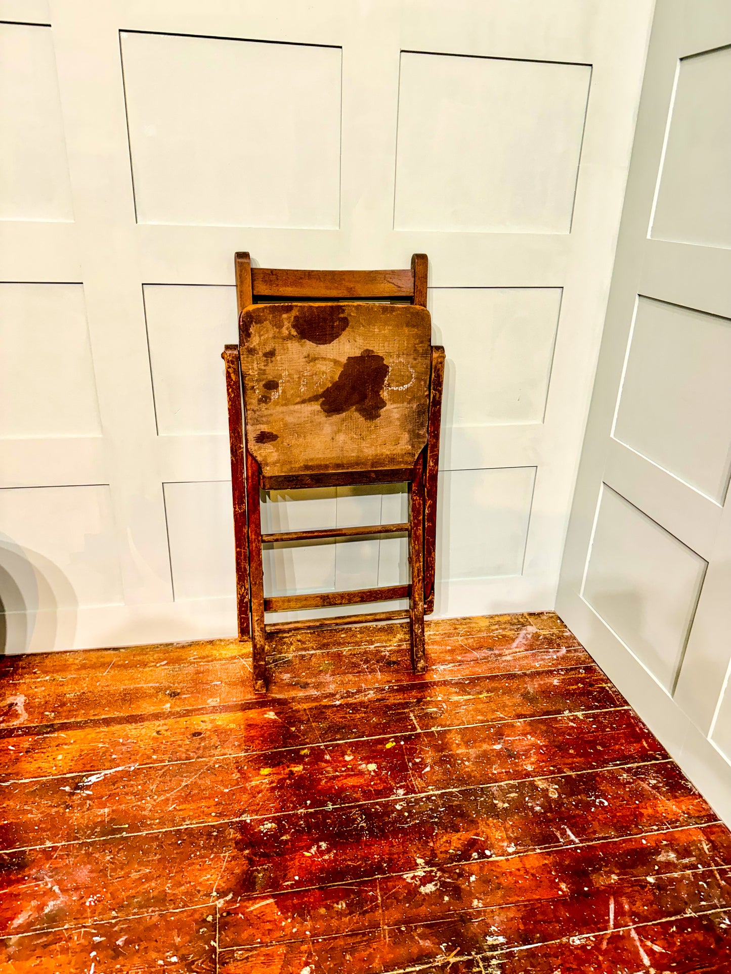 Decommissioned Wooden Folding Church Chair