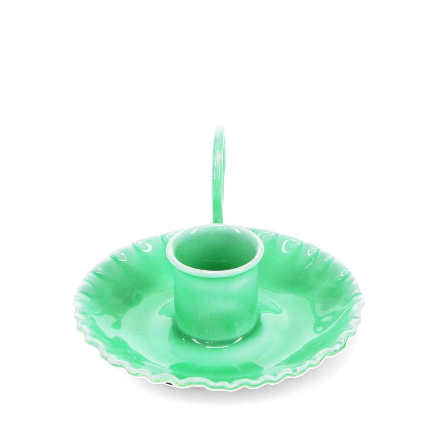 Enamel Chamberstick Candle Holder - Green 2