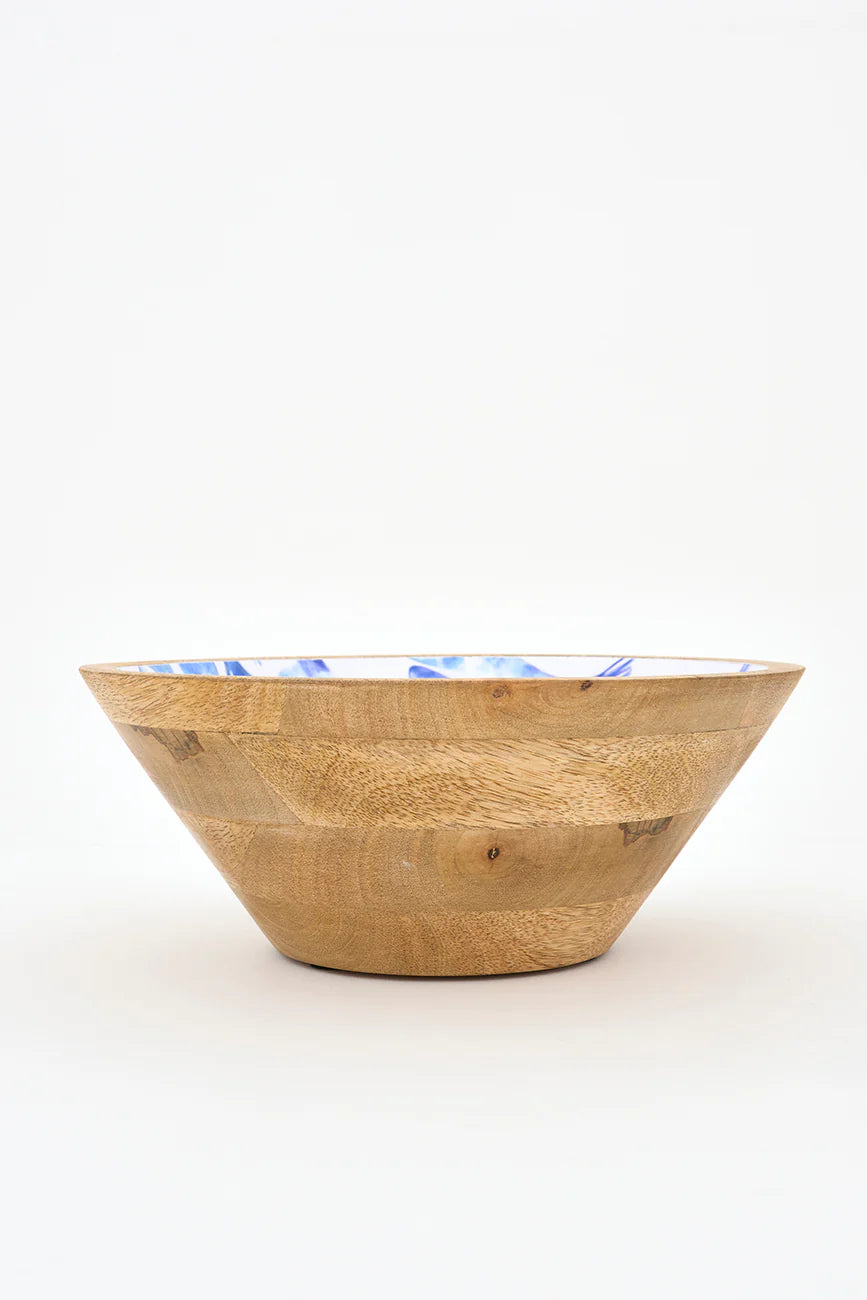Enamelled High Sided Wooden Salad Bowl – Fishbone Design#6