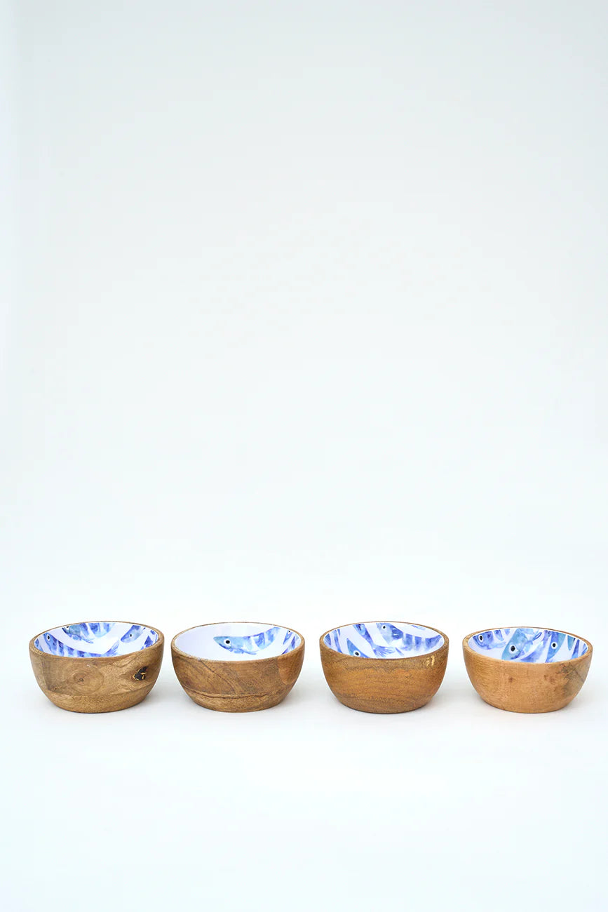 Hand-Painted Enamel Fish Bowls, Set of 4#6