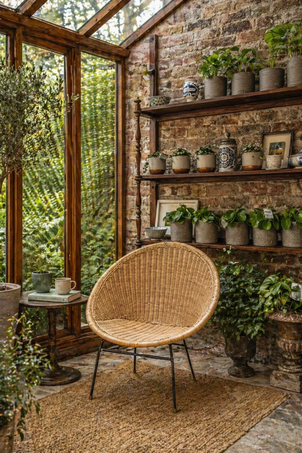 Vintage Mid-Century Wicker Chair with Sculptural Frame