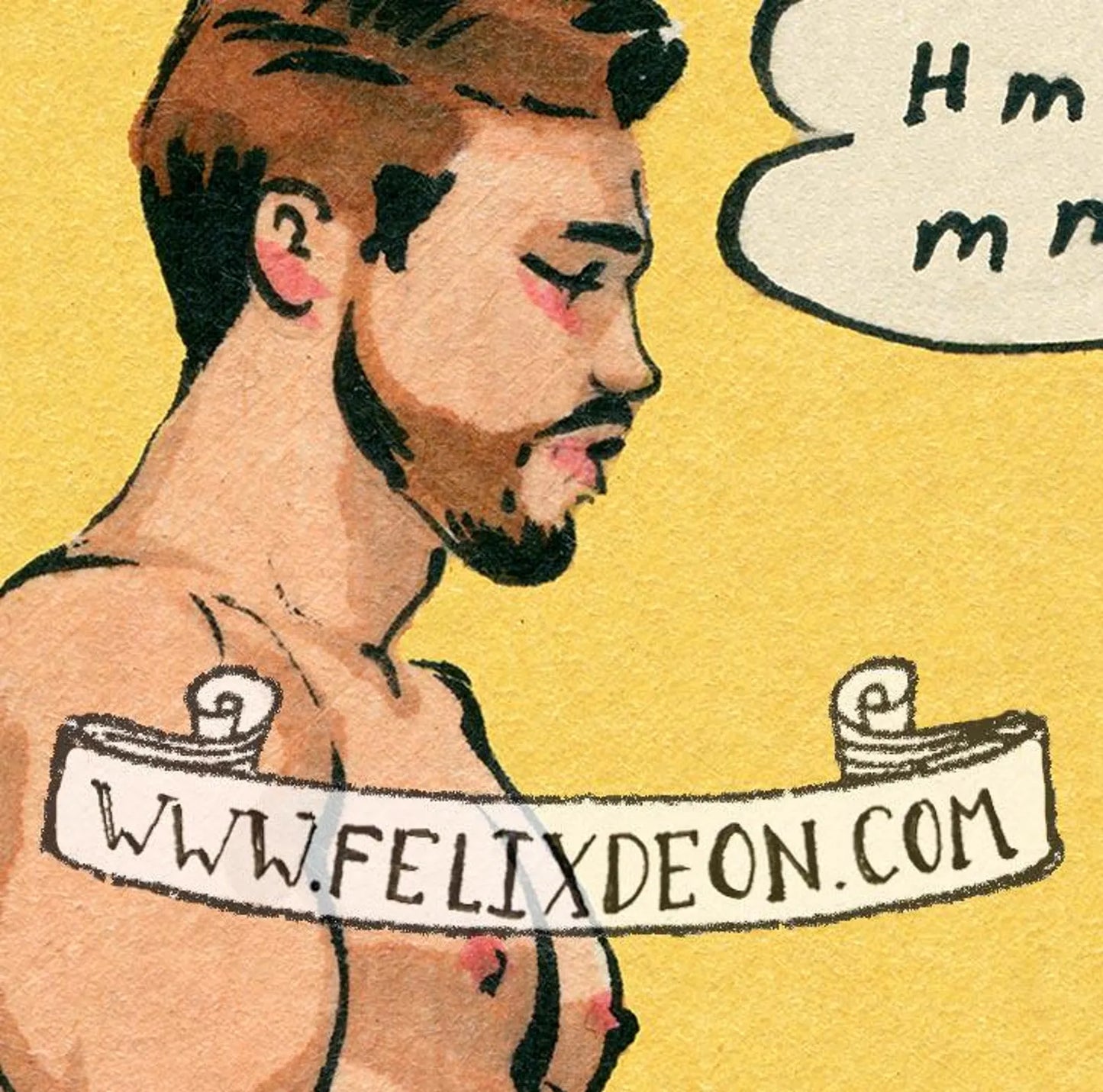 Illustration of a man with a beard with a speech bubble