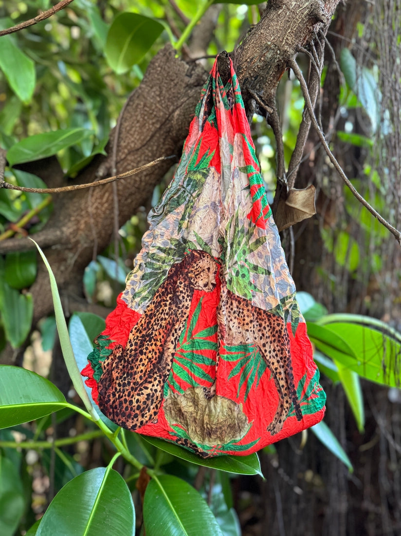 Jungle Leopard & Palm - Sustainable Foldable Shopping Bag Tree