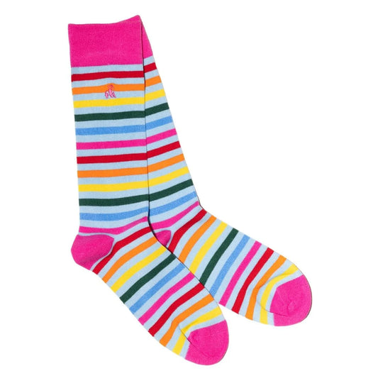 Pastel Striped Bamboo Socks 4-7 UK