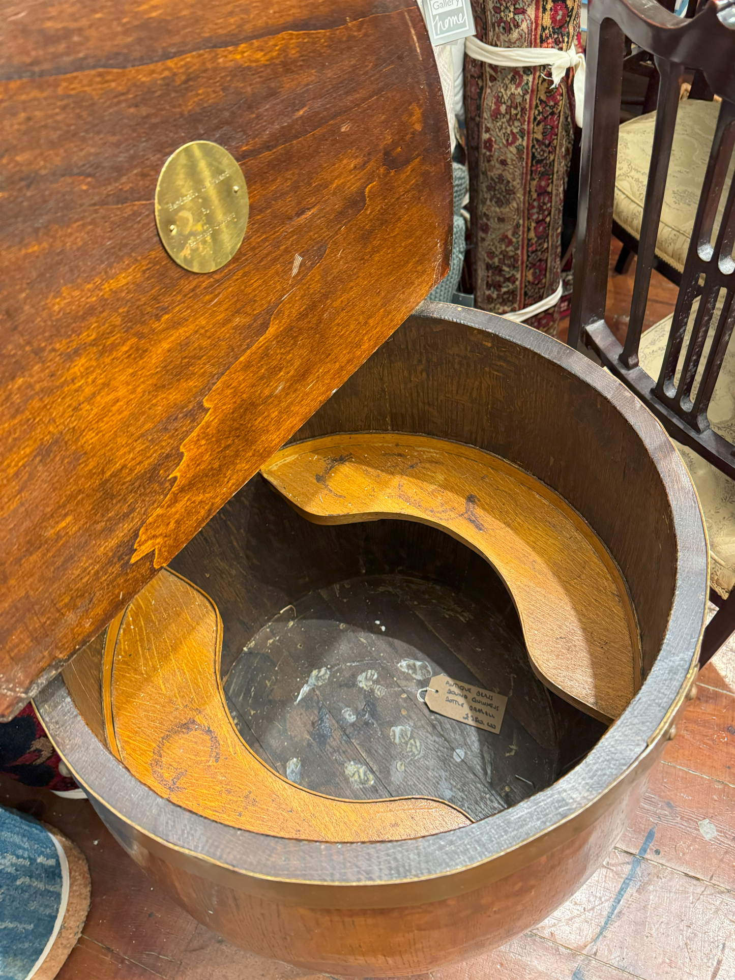 Antique Oak and Brass Bound Guinness Bottle Storage Barrel
