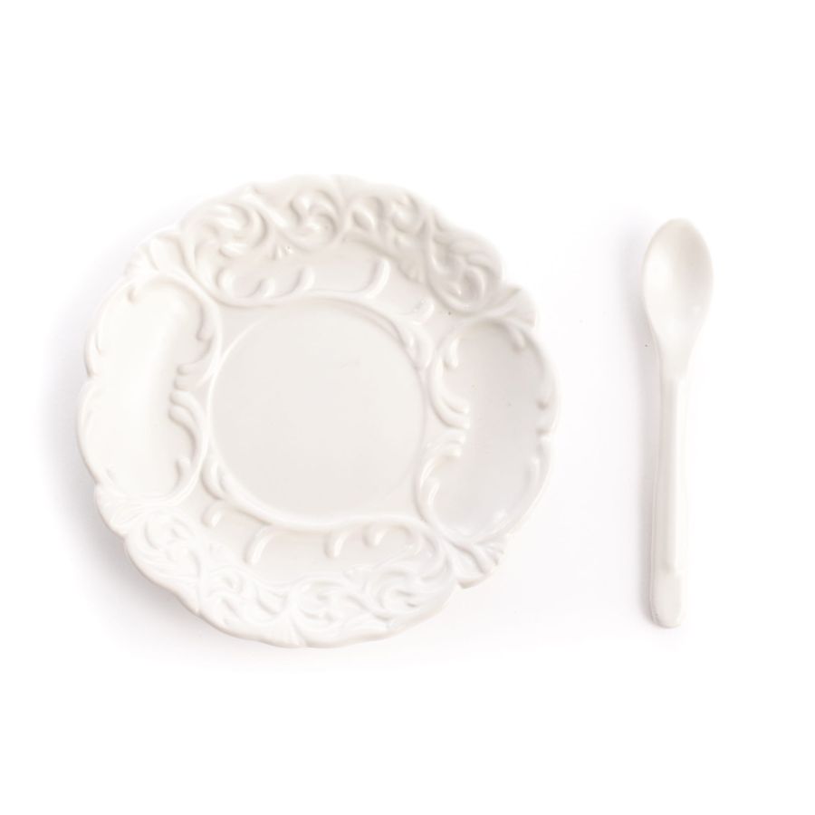 Seletti I-WARES - Fuchsia Handle Tea Cup , Bone China Saucer & Tea Spoon 2