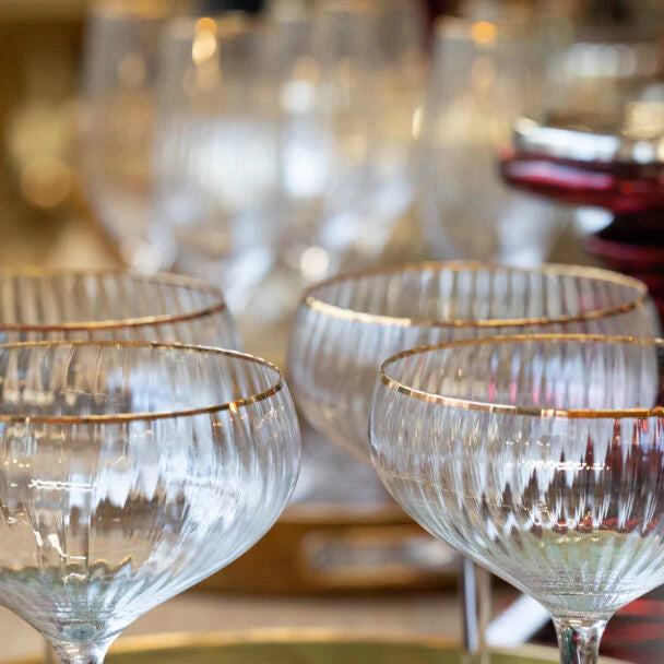 Set of 6 Large Gold-Rimmed Coupe Champagne Glasses1
