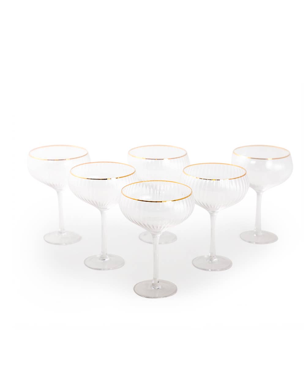 Set of 6 Large Gold-Rimmed Coupe Champagne Glasses 2
