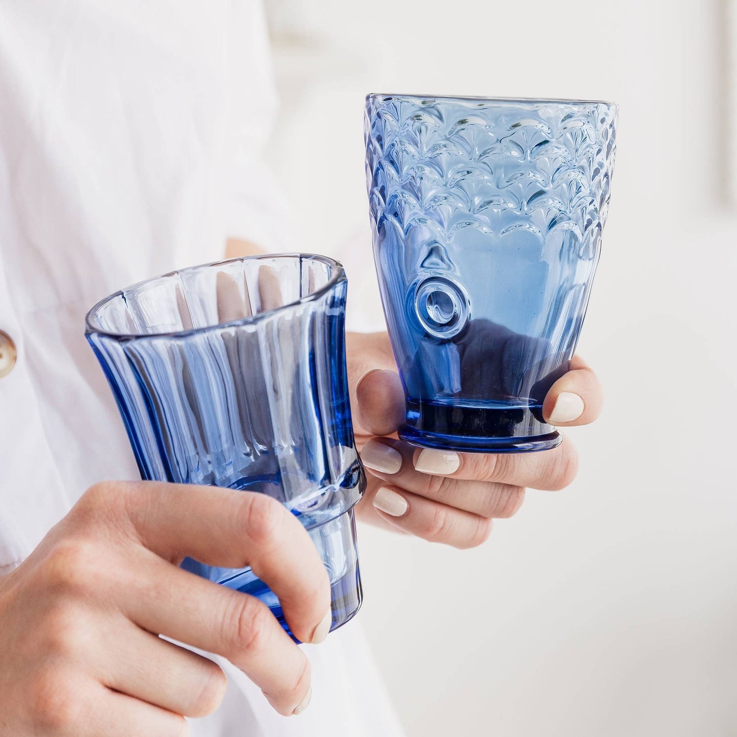 Uberstar Fish Stacking Glasses – Set of 4 Blue Glass Tumblers 4