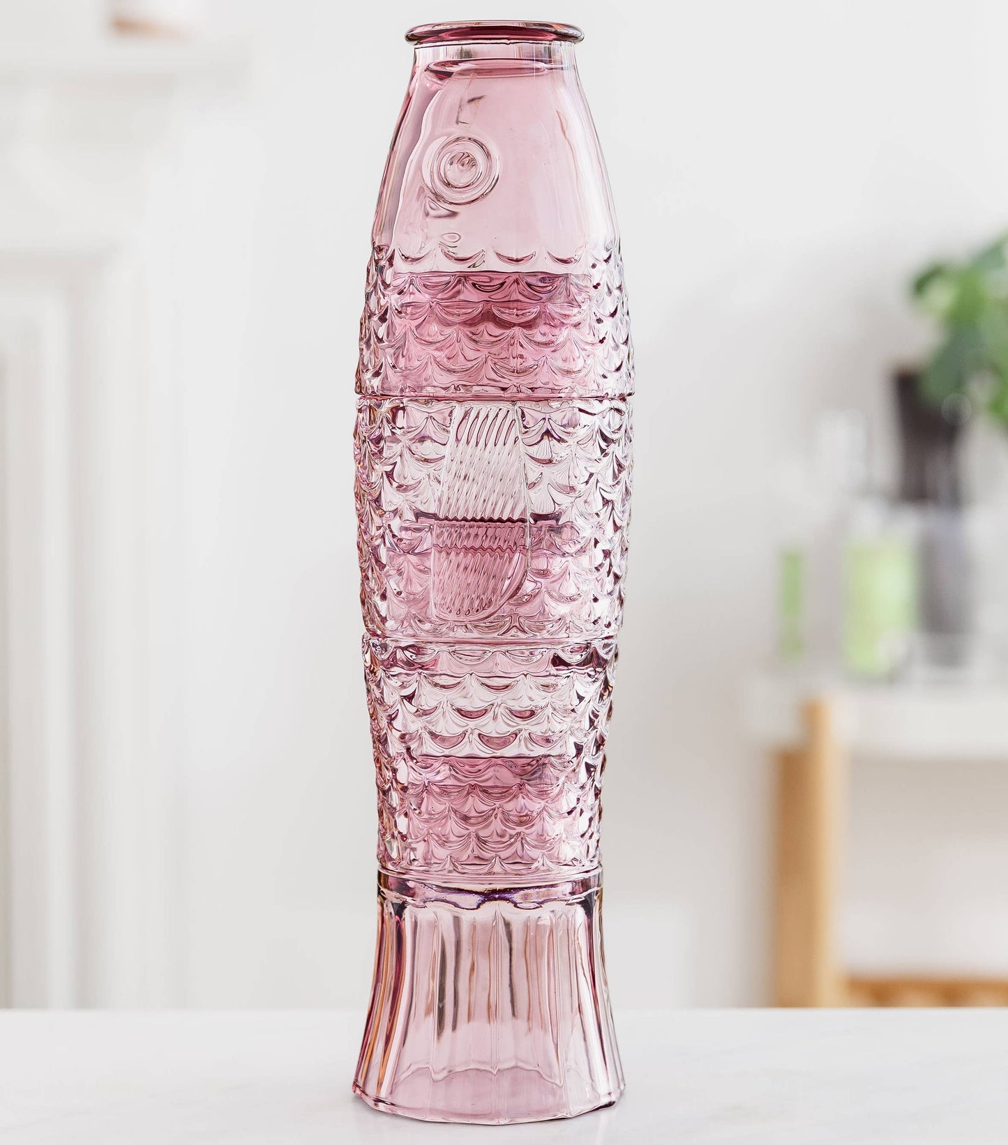 Uberstar Fish Stacking Glasses – Set of 4 Pink Glass Tumblers 1