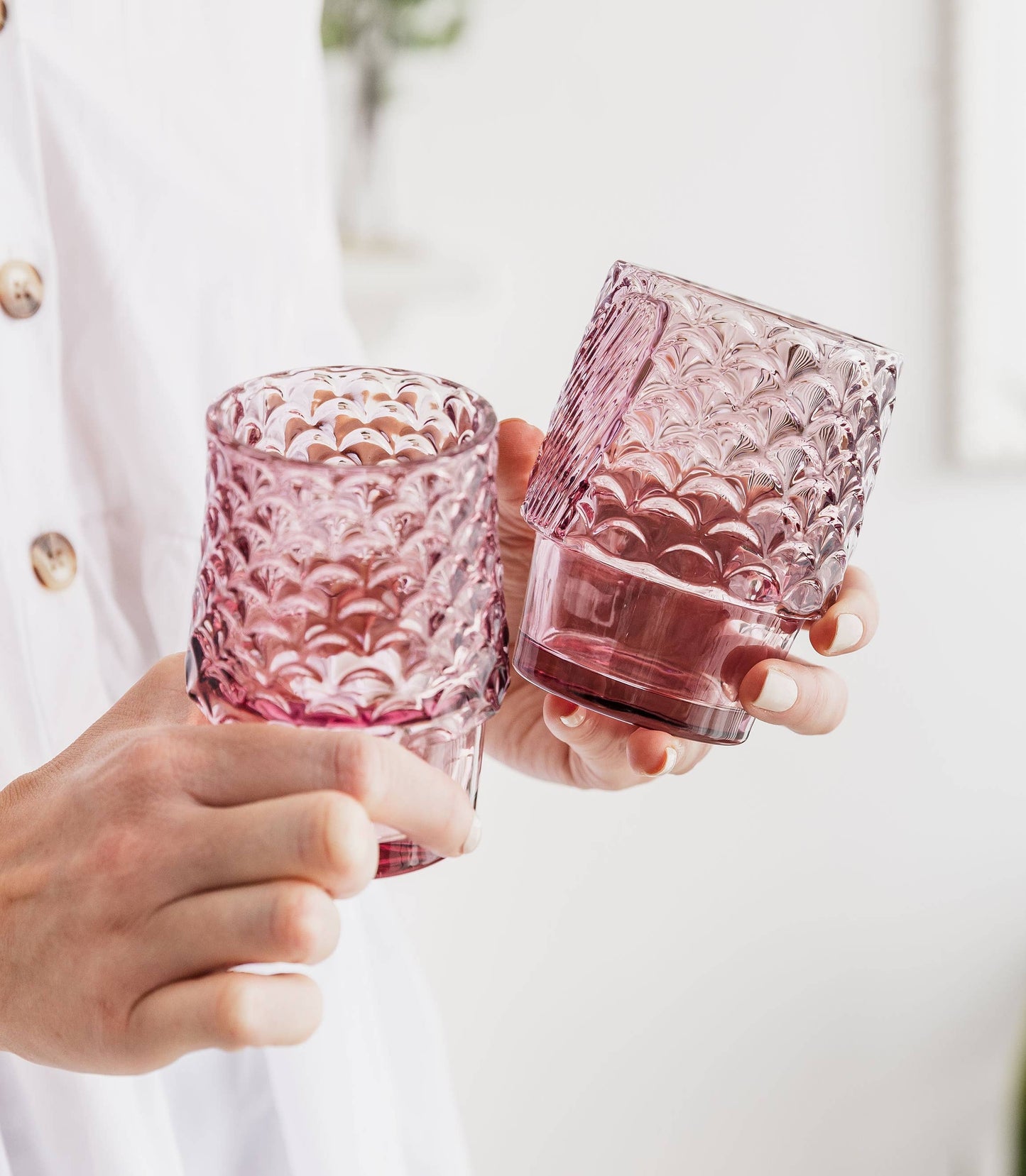 Uberstar Fish Stacking Glasses – Set of 4 Pink Glass Tumblers 3