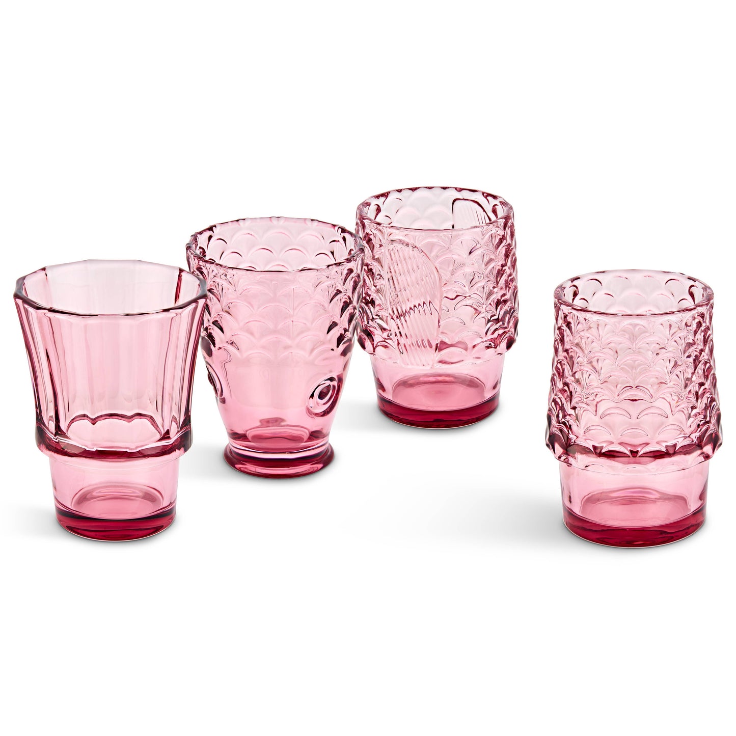 Uberstar Fish Stacking Glasses – Set of 4 Pink Glass Tumblers 4