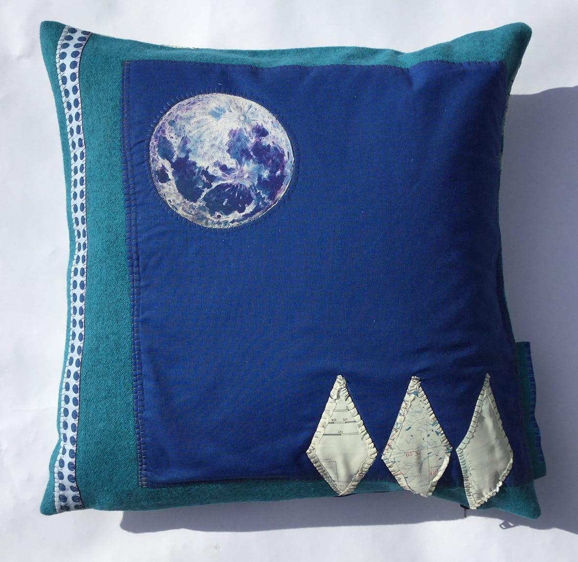 Diamond Map Cushion 46cm x 46cm - Unique Luxury Embroidered Cushion Cover by Nigel Graham Cheney