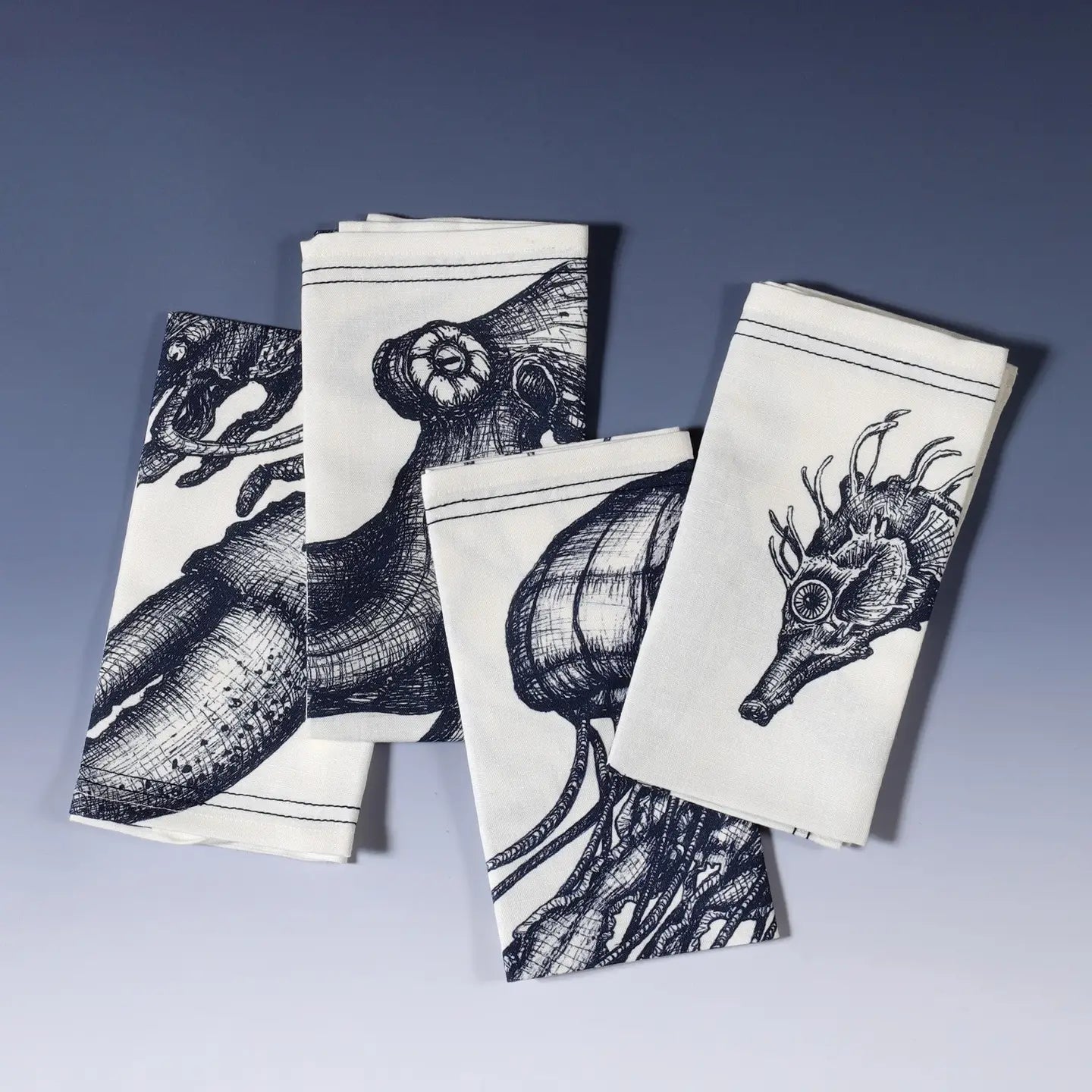Set of Sea Creature Linen Napkins