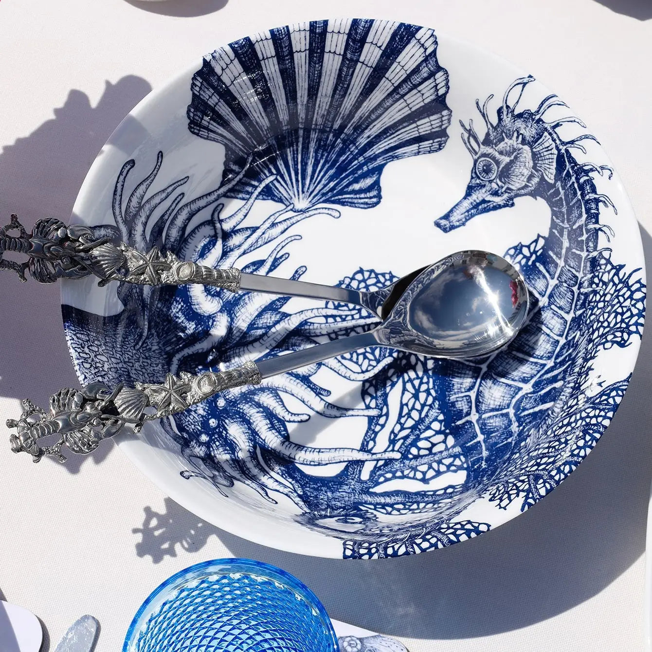 Bone China Seahorse Serving Bowl