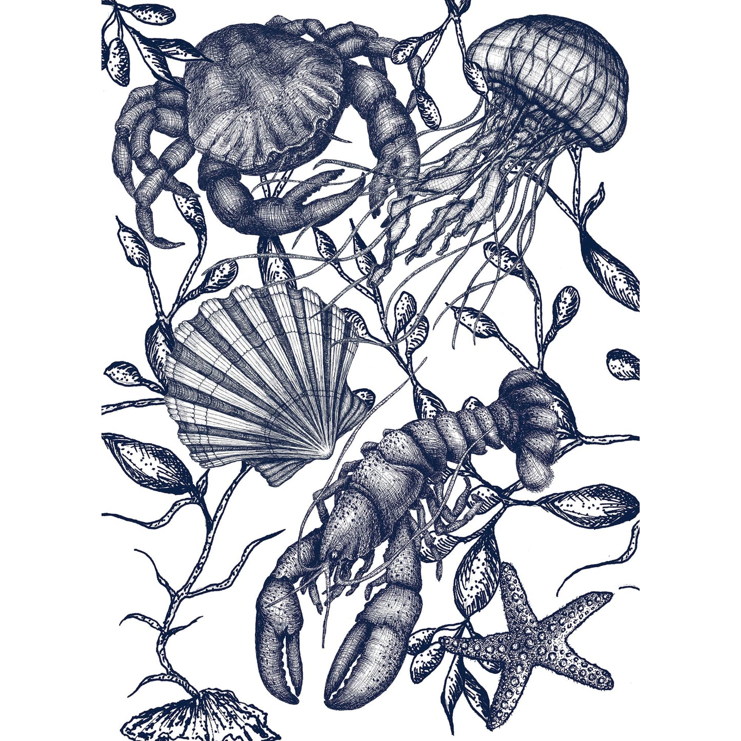 Sea Creatures Tea Towel