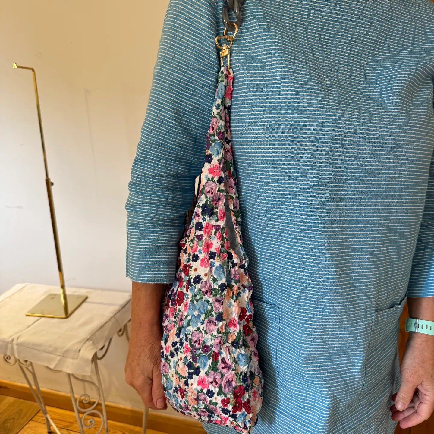 Eco Bag Interchangeable Handle Teal 14.5 Inches