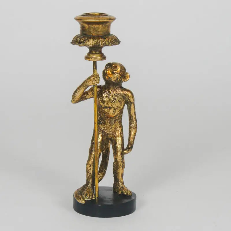 Monkey & Lantern Candle Holder Gold