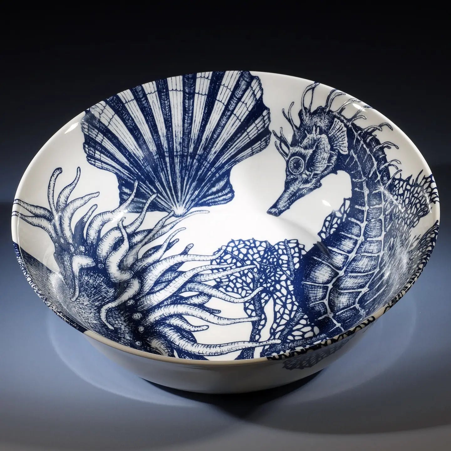 Bone China Seahorse Serving Bowl