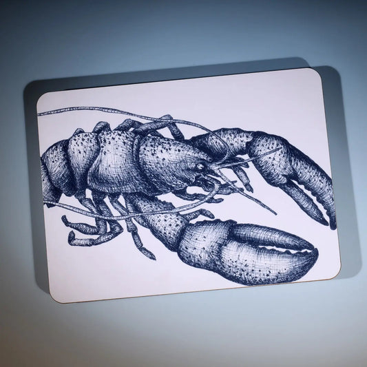 Blue and White Lobster Design Placemat - Cream Cornwall