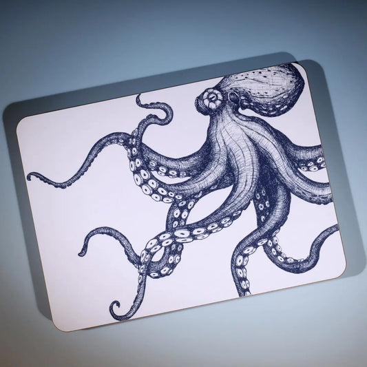 Blue and White Octopus Design Placemat - Cream Cornwall