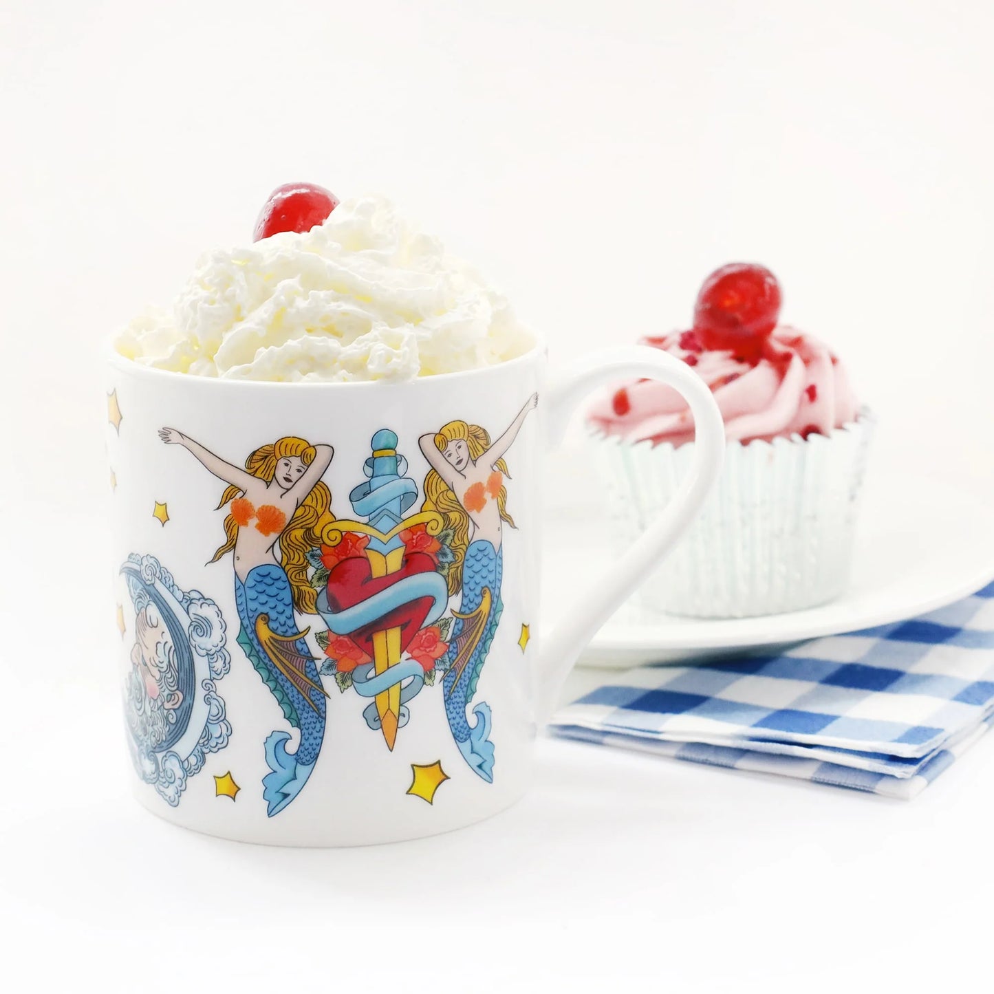 Sailor's Story Mermaid Bone China Mug – Tattoo Art Collection | Cream Cornwall Mermaid 1