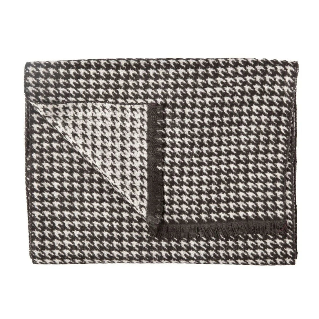 Classic Black And White Houndstooth Bamboo Scarf