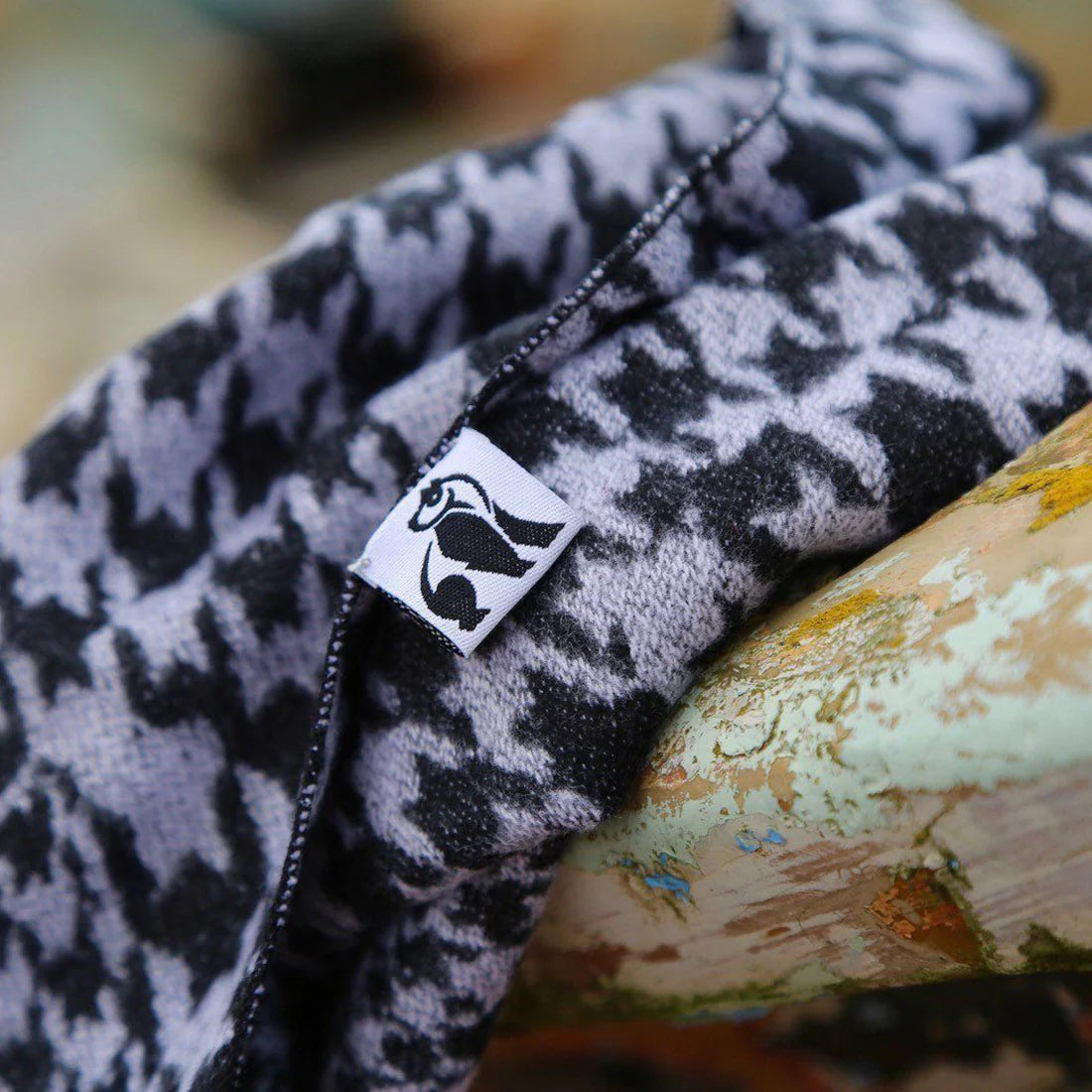 Classic Black And White Houndstooth Bamboo Scarf