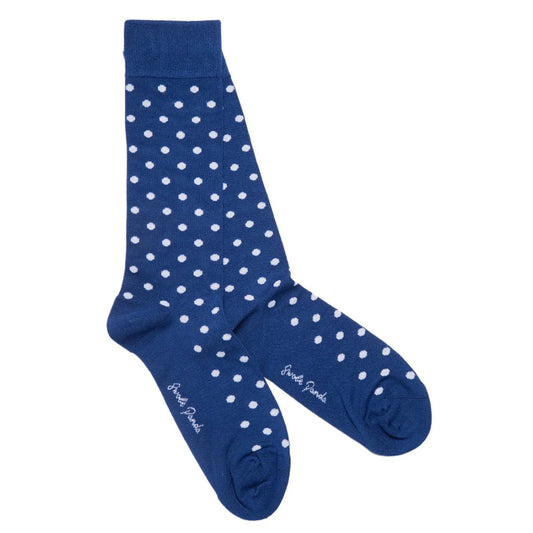 Blue With White Polka Dot Bamboo Socks  7-11 UK