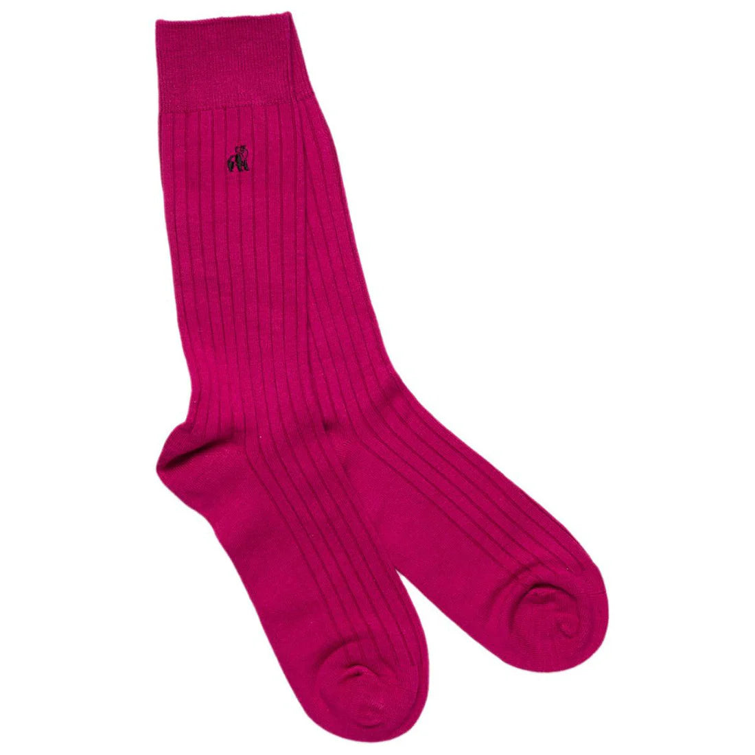 Cerise Solid Colour Swole Panda Bamboo Socks 7-11 UK
