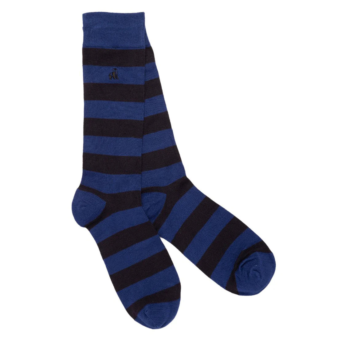 Blue And Charcoal Striped Swole Panda Bamboo Socks 7-11 UK
