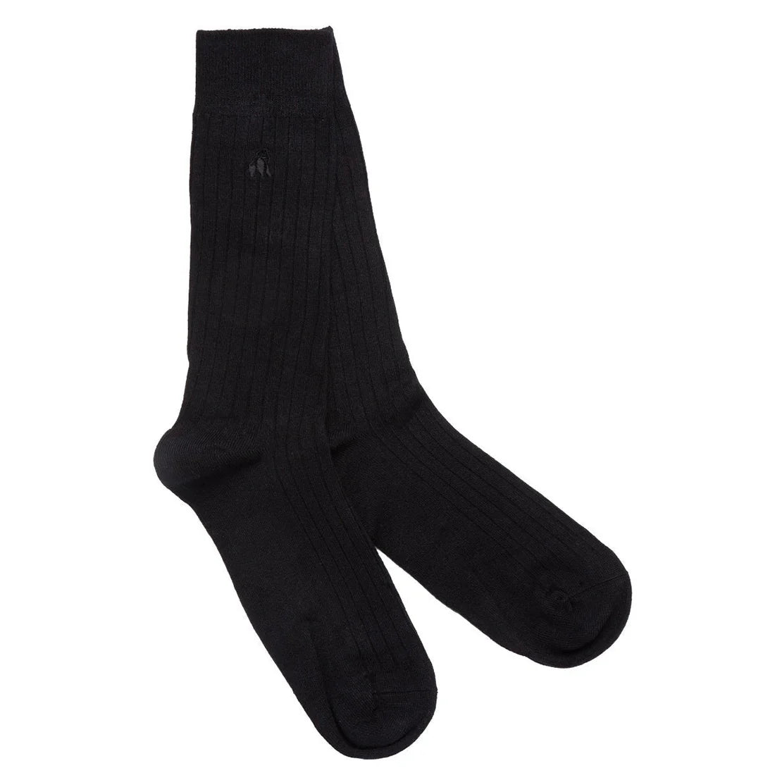 Black Solid Colour Swole Panda Bamboo Socks 7-11 UK