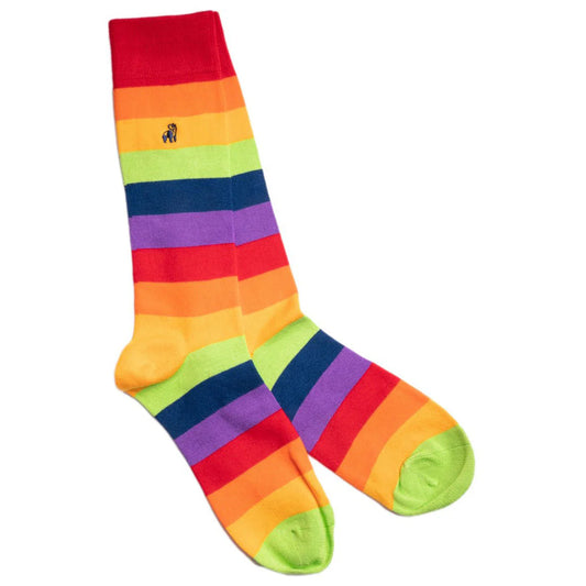 Pride Rainbow Stripes Swole Panda Bamboo Socks  7-11 UK