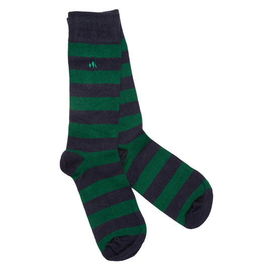 Racing Green And Navy Striped Swole Panda Bamboo Socks  7-11 UK (Copy)