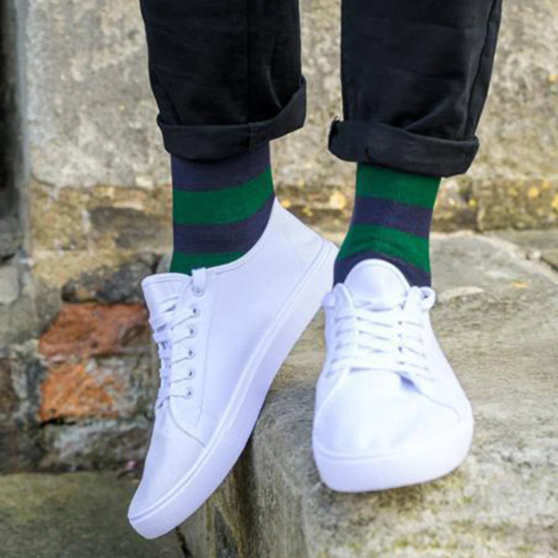 Racing Green And Navy Striped Swole Panda Bamboo Socks 7-11 UK (Copy)