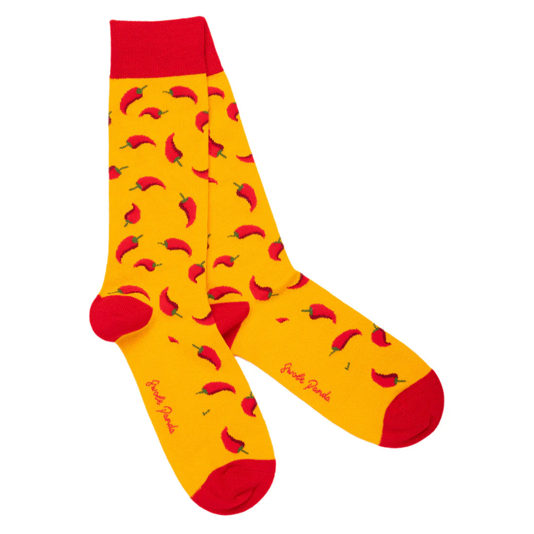 Yellow With Red Chillies Swole Panda Bamboo Socks 7-11 UK