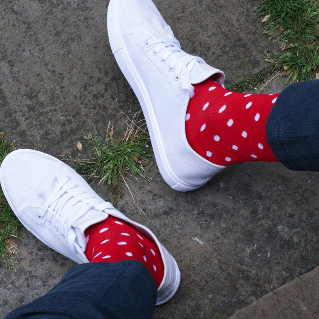 Red With White Polka Dot Bamboo Socks 7-11 UK